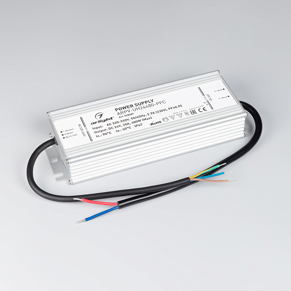 Блок питания ARPV-UH24480-PFC (24V, 20A, 480W) (Arlight, IP67 Металл, 7 лет) Lednikoff