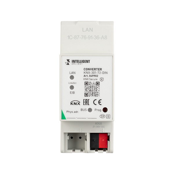 INTELLIGENT ARLIGHT Конвертер KNX-301-72-DIN Grey (BUS, RJ-45, KNX-IP) (IARL, IP20 Пластик, 2 года) Lednikoff