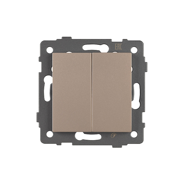 Механизм выключателя двухклавишный проходной SWT-MKP2-PL-GD-V (250V, 10A) (Arlight, -) Lednikoff