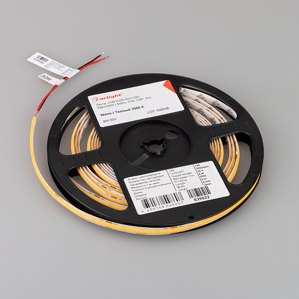 Светодиодная лента COB-X320-8mm 24V Warm3000 (8 W/m, IP20, 5m) (Arlight, -) Lednikoff
