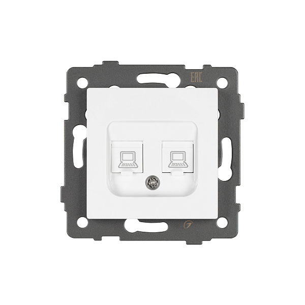 Механизм компьютерной розетки двойной SCT-MPC2-PL-WH-V (RJ-45, CAT6) (Arlight, -) Lednikoff
