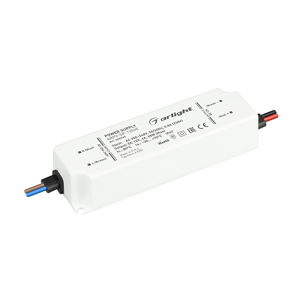 Блок питания ARPV-SP-12048 (12V, 4A, 48W) (Arlight, IP67 Пластик, 5 лет) Lednikoff