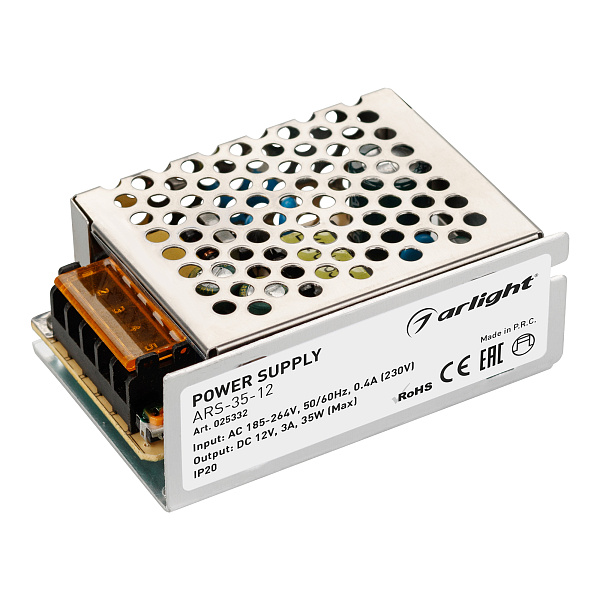 Блок питания ARS-35-12 (12V, 3A, 35W) (Arlight, IP20 Сетка, 2 года) Lednikoff