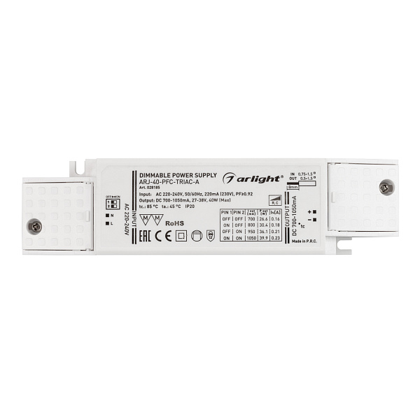 Блок питания ARJ-40-PFC-TRIAC-A (40W, 700-1050mA) (Arlight, IP20 Пластик, 5 лет) Lednikoff
