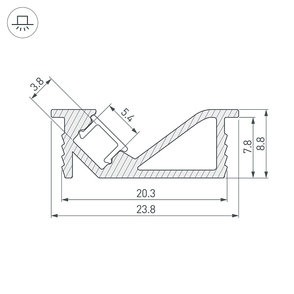 Профиль SL-BEVEL-3000 ANOD (Arlight, Алюминий) Lednikoff