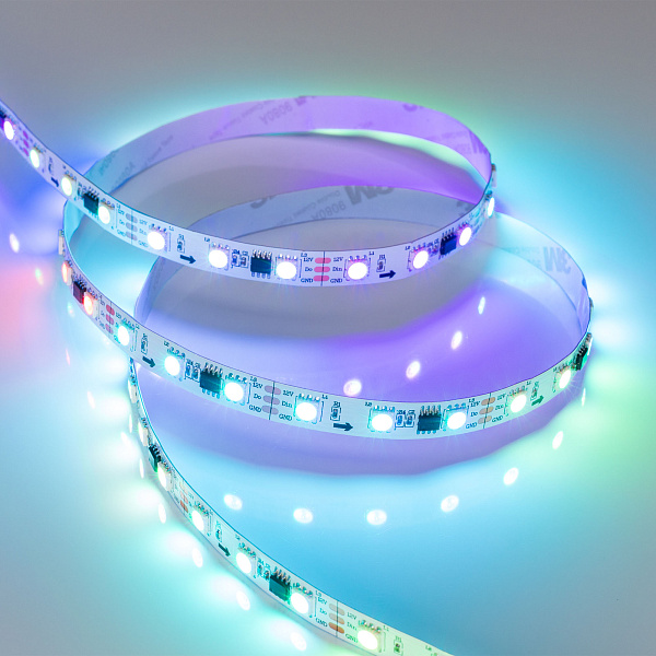 Светодиодная лента SPI-5000-5060-60 12V Cx3 RGB (10mm, 14.4W/m, IP20) (Arlight, бегущий огонь) Lednikoff
