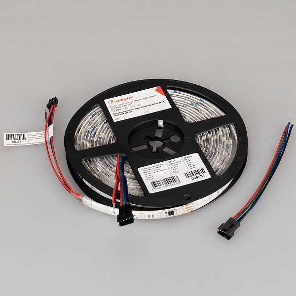 Светодиодная лента герметичная SPI-SE-B60-10mm 24V RGB-PX6-BPT (12 W/m, IP65, 5060, 5m) (Arlight, бегущий огонь) Lednikoff