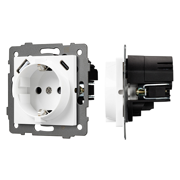 Механизм розетки с быстрой USB зарядкой SCT-MUAC-PL-WH-V (250V, 16A) (Arlight, -) Lednikoff