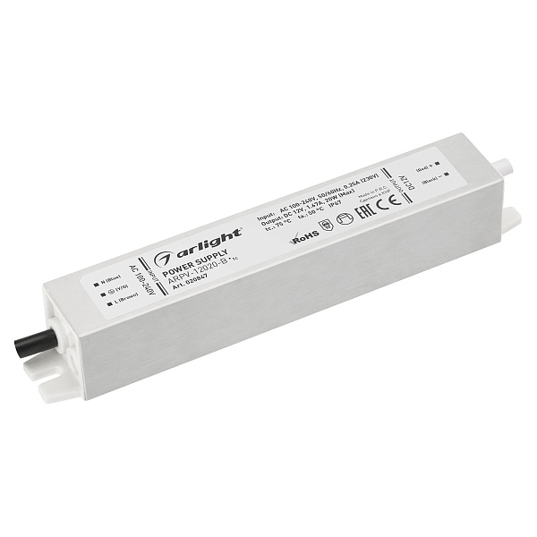Блок питания ARPV-12020-B (12V, 1.7A, 20W) (Arlight, IP67 Металл, 3 года) Lednikoff