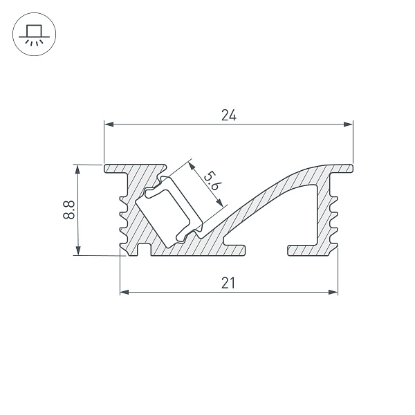 Профиль SL-BEVEL-W21-F-2000 ANOD BLACK (Arlight, Алюминий) Lednikoff