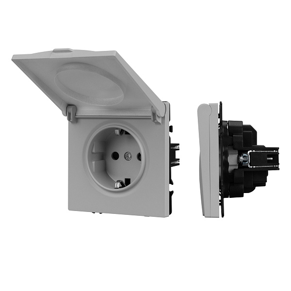 Механизм розетки влагозащищённый SCT-NOBE-MCP-SFPL-IS (230V, 16A) (Arlight, Никель) Lednikoff