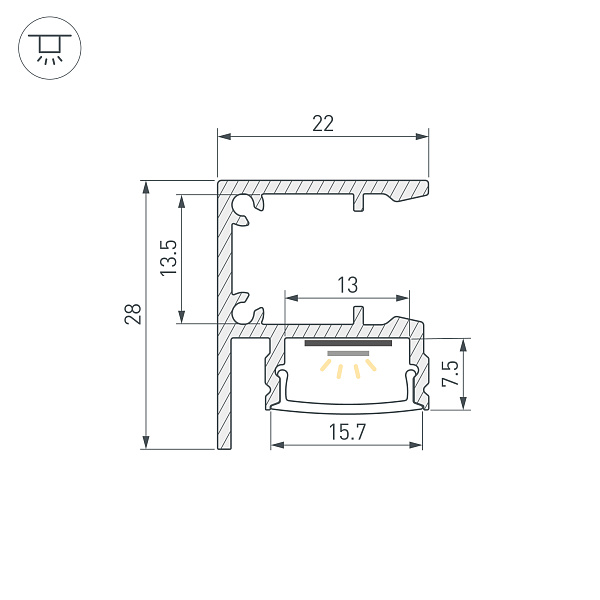Профиль WALL-2228-2000 ANOD (Arlight, Алюминий) Lednikoff