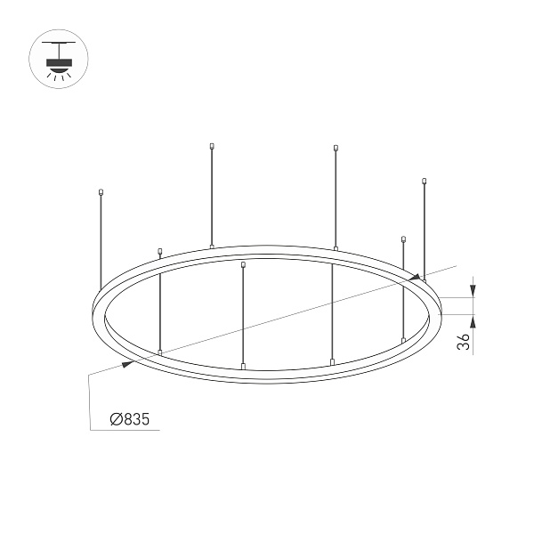 Светильник SP-LINE-HANG-ARC-O3535-D800-65W Warm3000 (BLACK, 230V) (Arlight, Металл) Lednikoff