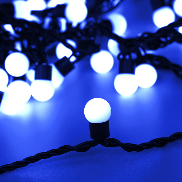 Светодиодная гирлянда ARD-BALL-CLASSIC-D17.5-10000-BLACK-100LED BLUE (230V, 7W) (Ardecoled, IP65) Lednikoff