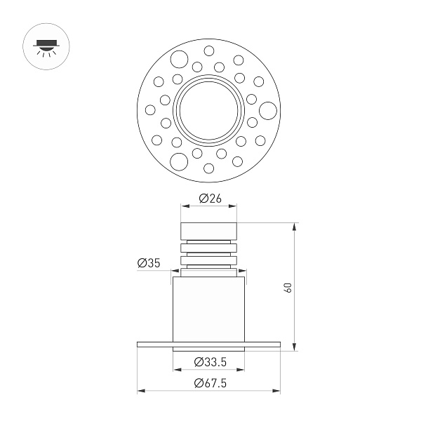 Светильник MS-INVISIO-TRIMLESS-R35-5W Day4000 (WH-WH, 36 deg, 230V) (Arlight, IP54 Металл, 5 лет) Lednikoff