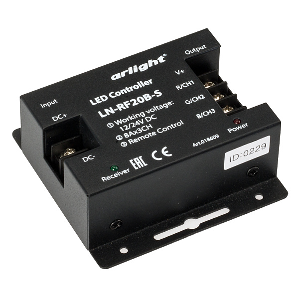 Контроллер LN-RF20B-S (12-24V, 288-576W, ПДУ 20кн) (Arlight, IP20 Металл, 1 год) Lednikoff