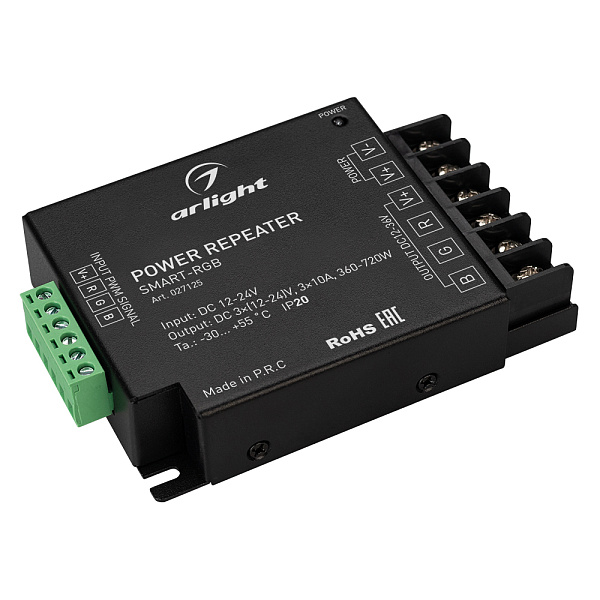 Усилитель SMART-RGB (12-24V, 3x10A) (Arlight, IP20 Металл, 5 лет) Lednikoff