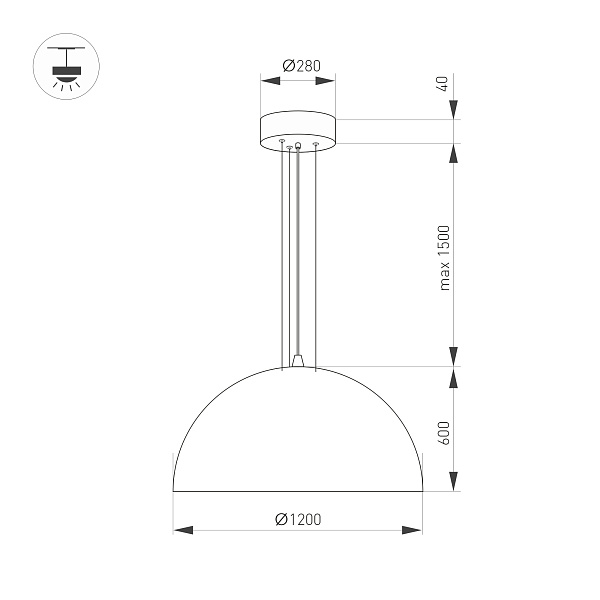 Светильник SP-RESTO-HANG-R1200-200W Warm3000 (BK, 100 deg, 230V) (Arlight, IP20 Металл, 3 года) Lednikoff