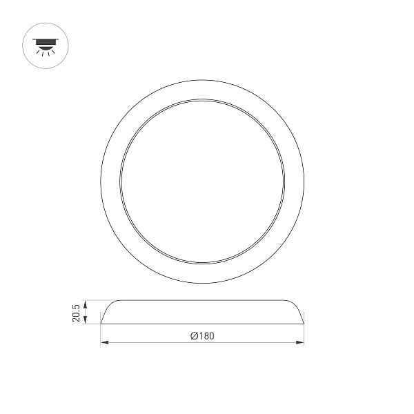 Светильник CL-FIOKK-R180-12W Day4000-MIX (WH, 120 deg, 230V) (Arlight, IP44 Пластик, 3 года) Lednikoff