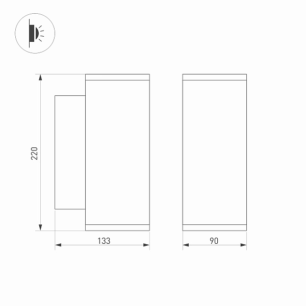 Светильник LGD-FORMA-WALL-TWIN-R90-2x12W Warm3000 (GR, 44 deg, 230V) (Arlight, IP54 Металл, 3 года) Lednikoff