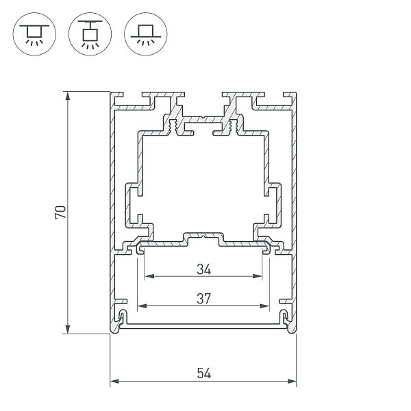 Профиль S2-LINE-5470-2500 SEAMLESS ANOD (Arlight, Алюминий) Lednikoff