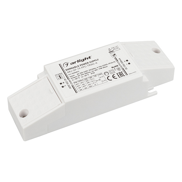 Блок питания ARJ-SP-19-PFC-TRIAC-INS (19W, 26-38V, 0.35-0.5A) (Arlight, IP20 Пластик, 5 лет) Lednikoff