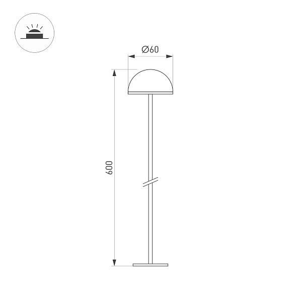Светильник KT-ENOKI-BOLL-H600-2W Warm3000 (WH, 100 deg, 24V) (Arlight, IP65 Металл, 3 года) Lednikoff
