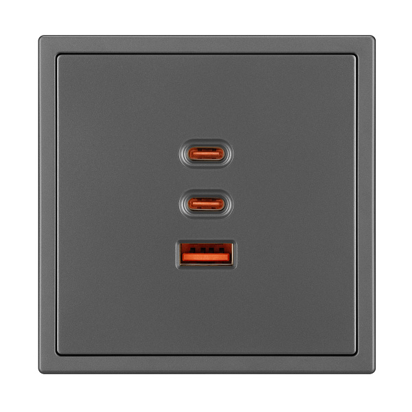 ARL NOBE USB Розетка тип А+С+С софт-тач серый базальт SCT-MUACC-SFPL-FC-GR (65W, QC3) (Arlight, -) Lednikoff