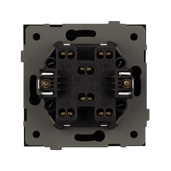 Механизм выключателя двухклавишный проходной SWT-TENDO-MKP2-PL-BK (230V, 10A) (Arlight, Черный) Lednikoff