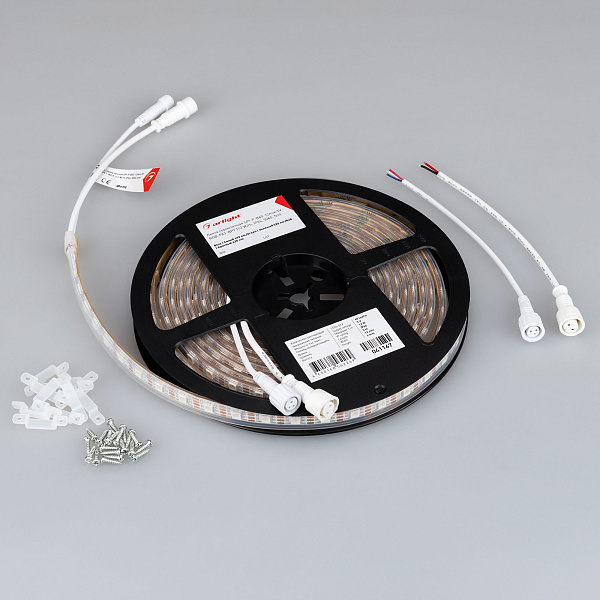 Светодиодная лента герметичная SPI-P-B60-12mm 5V RGB-PX1-BPT (12 W/m, IP66, 5060, 5m) (Arlight, бегущий огонь) Lednikoff