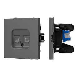 Механизм компьютерной розетки двойной SCT-TENDO-MPC2-SFPL-GR (RJ-45, CAT6) (Arlight, Матовый графитовый)