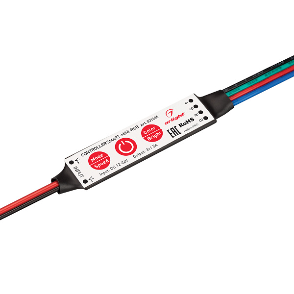 Контроллер SMART-MINI-RGB (12-24V, 3x1.5A) (Arlight, IP20 Пластик, 5 лет) Lednikoff