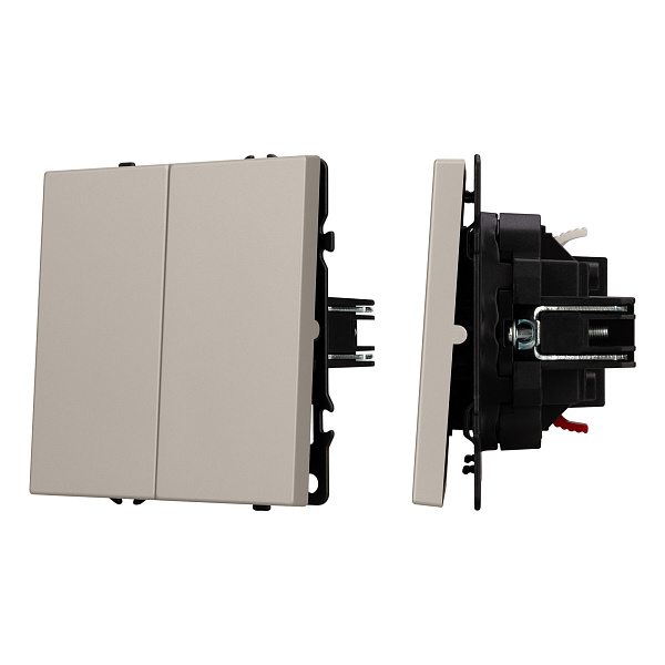 Механизм выключателя двухклавишный проходной SWT-NOBE-MKP2-SFPL-CA (230V, 10A) (Arlight, Кашемир) Lednikoff
