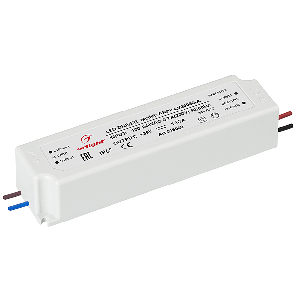 Блок питания ARPV-LV36060-A (36V, 1.7A, 60W) (Arlight, IP67 Пластик, 3 года) Lednikoff