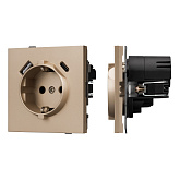 Механизм розетки с USB зарядкой SCT-TENDO-MUAC-PL-GD (230V, 16A) (Arlight, Песочный)