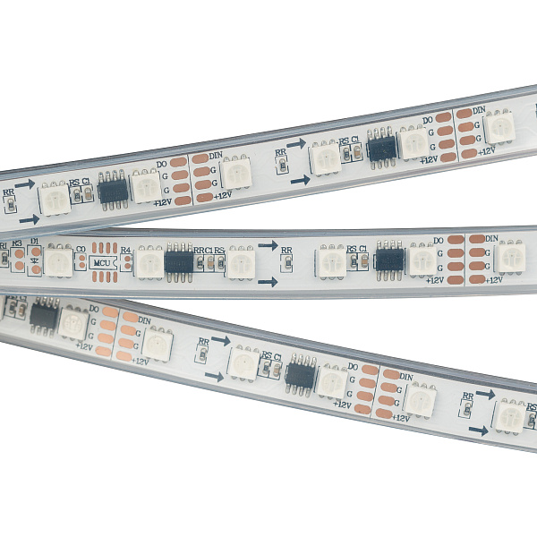 Светодиодная лента SPI-5000PGS-5060-60 12V Cx3 RGB-Auto (12mm, 13.2W/m, IP67) (Arlight, Закрытый, IP67) Lednikoff