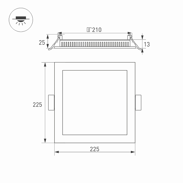 Светильник DL-225x225M-21W Warm White (Arlight, IP40 Металл, 3 года) Lednikoff