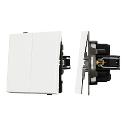 Механизм выключателя двухклавишный непроходной SWT-TENDO-MK02-SFPL-WH (230V, 10A) (Arlight, Матовый белый)