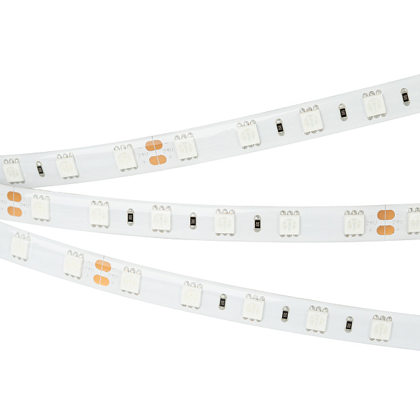 Светодиодная лента RTW 2-5000SE 24V Yellow 2x (5060, 300 LED, LUX) (Arlight, 14.4 Вт/м, IP65) Lednikoff