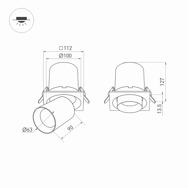 Светильник LTD-PULL-S110x110-10W Day4000 (WH, 24 deg, 230V) (Arlight, IP20 Металл, 5 лет) Lednikoff
