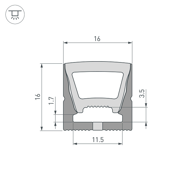 Силиконовый профиль WPH-FLEX-1616-TOP-S11-5m BLACK (Arlight, Силикон) Lednikoff