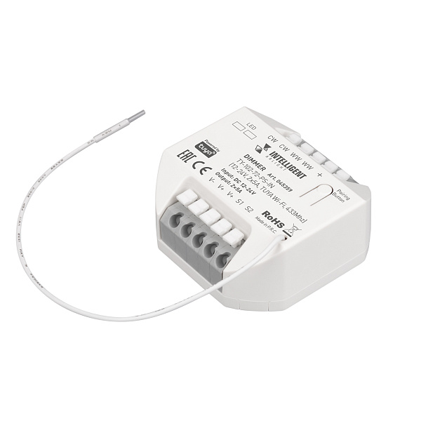 INTELLIGENT ARLIGHT Диммер TY-102-72-PS-IN (12-48V, 2x5A, TUYA Wi-Fi, 433Mhz) (IARL, IP20 Пластик, 3 года) Lednikoff