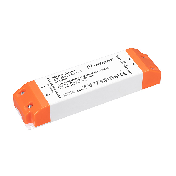 Блок питания ARV-SP-24100-PFC (24V, 4.17A, 100W) (Arlight, IP20 Пластик, 5 лет) Lednikoff