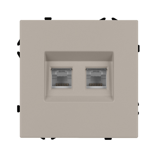 Механизм сдвоенной компьютерной розетки SCT-NOBE-MPC2-SFPL-CA (RJ-45, CAT6) (Arlight, Кашемир) Lednikoff