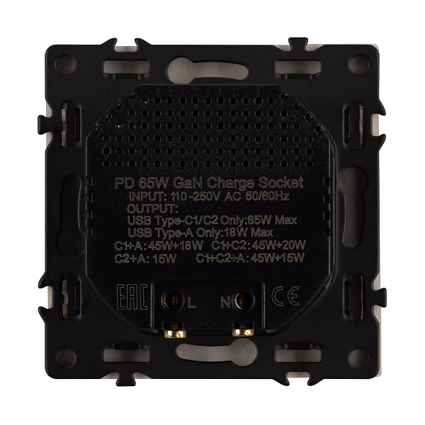Механизм розетки с быстрой USB зарядкой SCT-NOBE-MUACC-SFPL-FC-GD (65W, QC3) (Arlight, -) Lednikoff