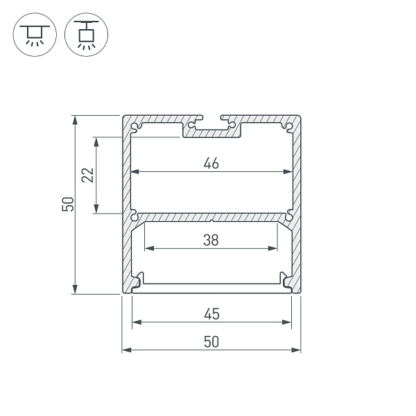 Профиль SL-LINE-5050-3000 ANOD (Arlight, Алюминий) Lednikoff