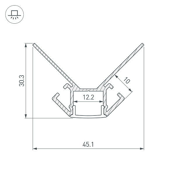 Профиль ARH-DECORE-S12-EXT-2000 ANOD внешний (Arlight, Алюминий) Lednikoff
