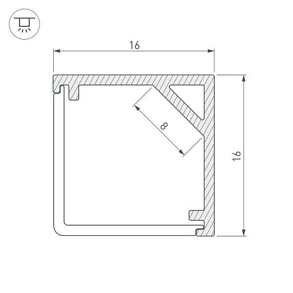 Профиль SL-KANT-H16-2000 WHITE (Arlight, Алюминий) Lednikoff