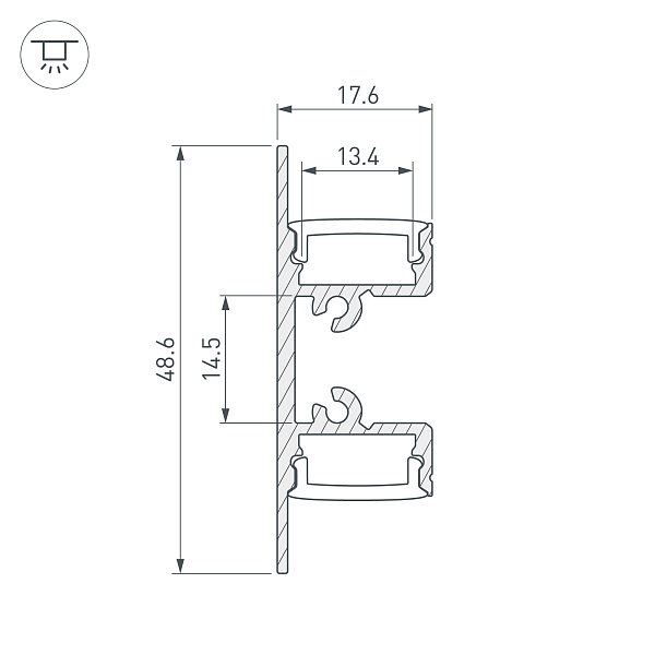 Профиль ARH-WALL-1849-DUAL-2000 ANOD (Arlight, Алюминий) Lednikoff