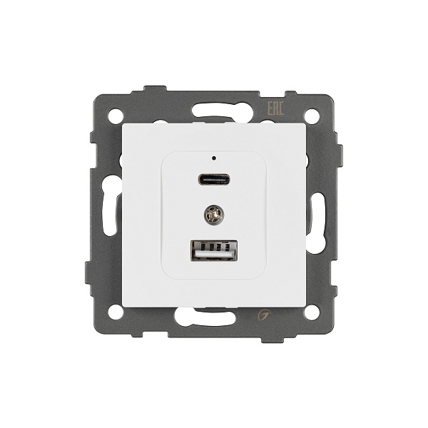 Механизм USB розетки SCT-MUAC-PL-WH-V (5V, 3A, QC4) (Arlight, -) Lednikoff